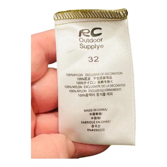 RCOS Outdoor Supply Cargo Shorts Men's Size 32 Green Belted Multi Pocket Nylon